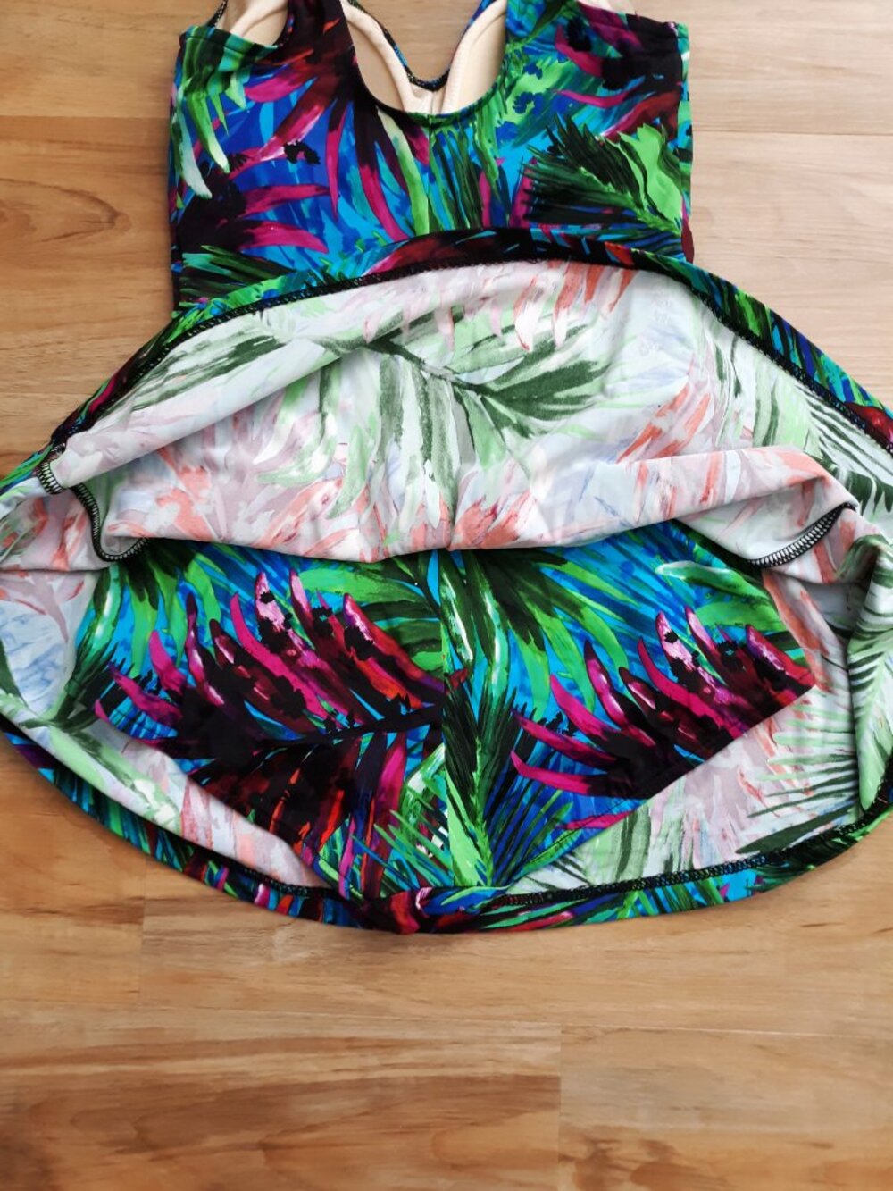 Maxine Of Hollywood Tropical Neon One Piece Full Coverage Vintage Swimsuit - Picture 4 of 5